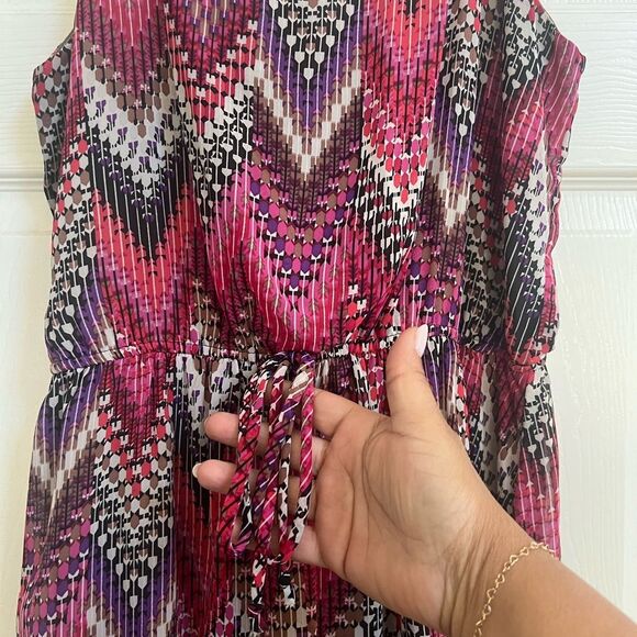 Bobeau Pink and Black Chevron Maxi Dress Made in USA - Picture 2 of 6